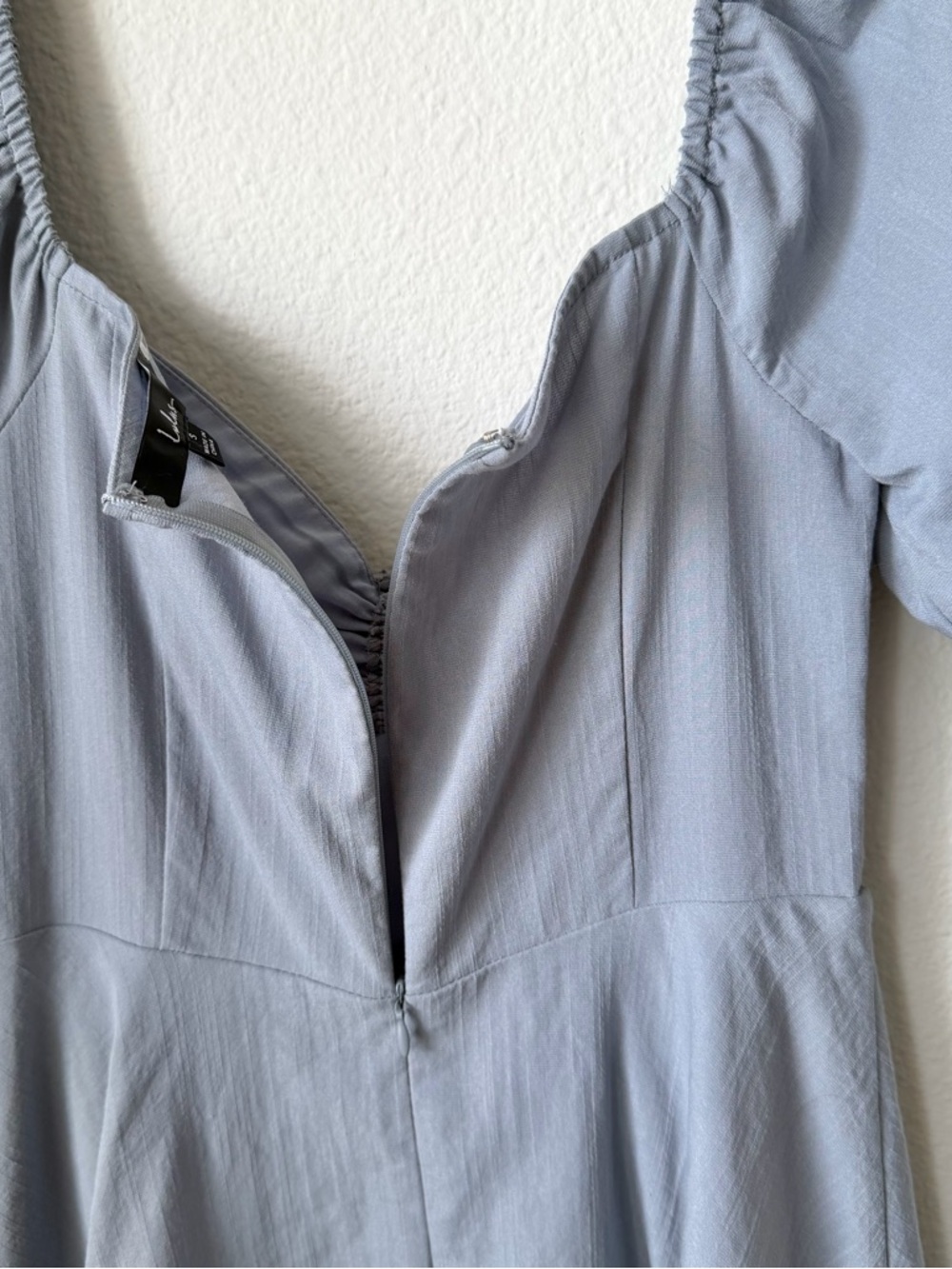 Lulus Women Dusty Blue Puff Sleeve Mini Dress Size S Small Boho Romantic Cottage - Picture 12 of 16